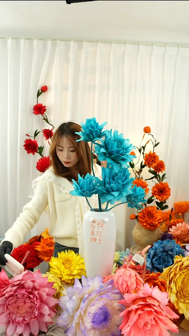 永生洋蓟 霸王花5个头孔雀蓝【叶片有伤】A15