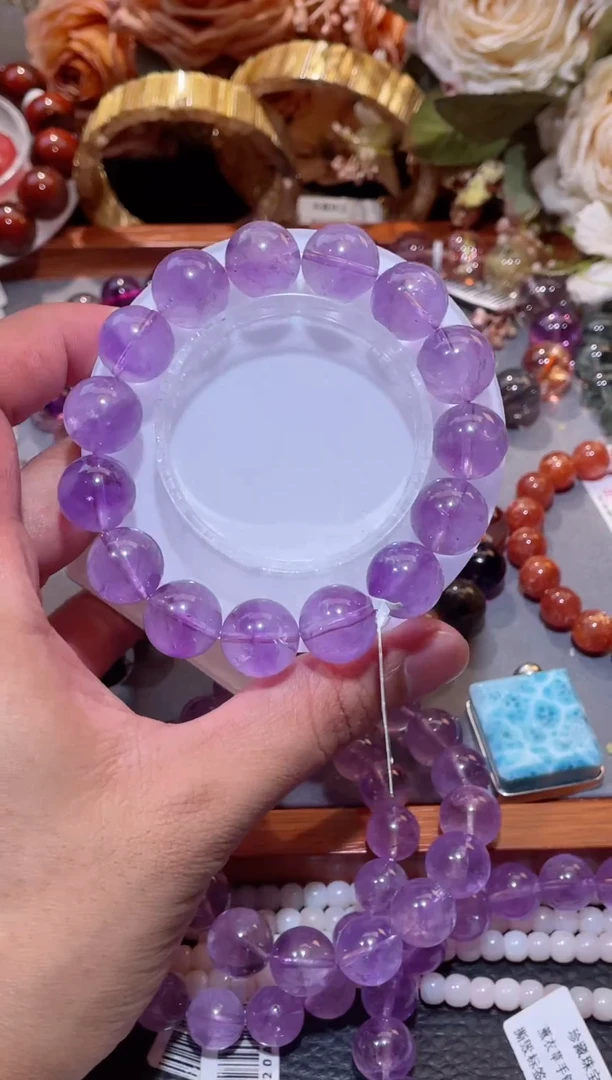 未镶嵌手串水晶薰衣草紫水晶单圈14m+