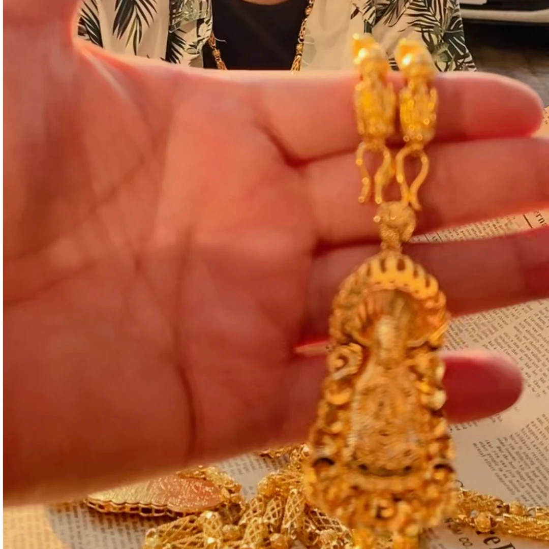 抖音好物霸气男款时尚潮流镂空项链观音套装