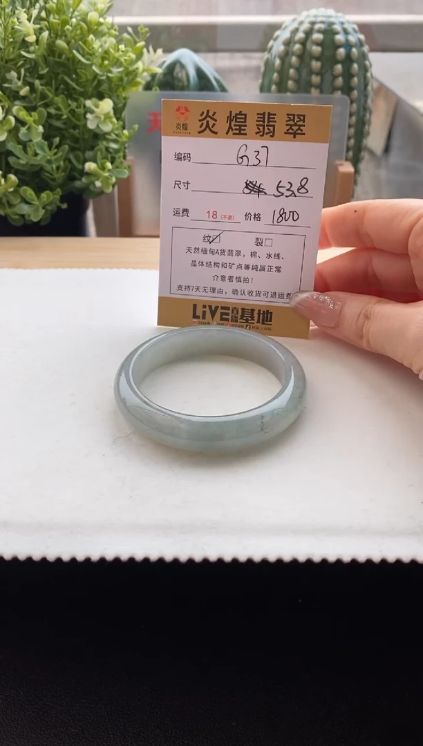 未镶嵌手镯翡翠圈口53.8编码G37