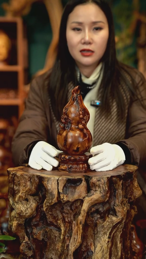 木雷击枣木葫芦摆件