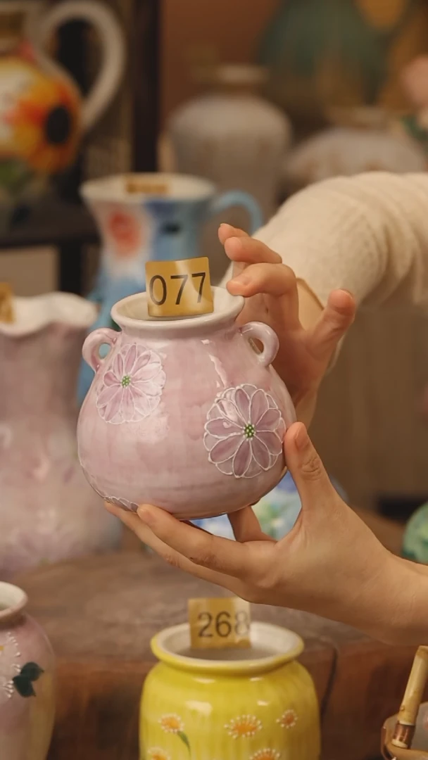陶瓷景德镇设计师手作花器摆件侘寂风@M077@