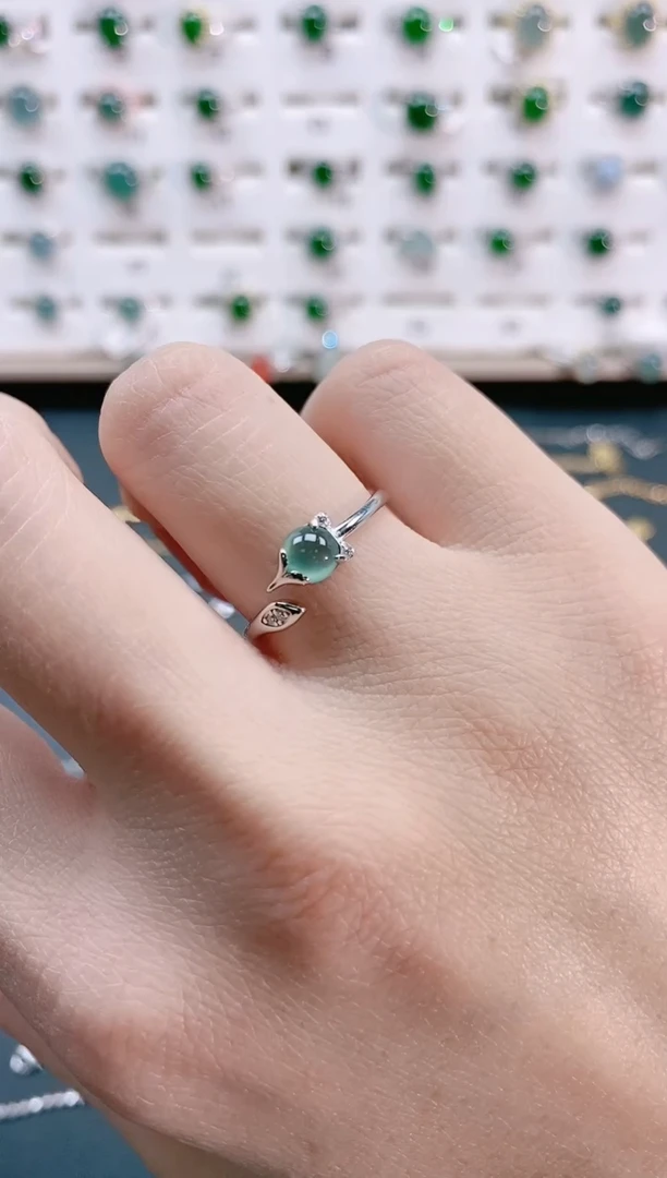 【闪购商品】翡翠戒指银S925镶嵌天然翡翠