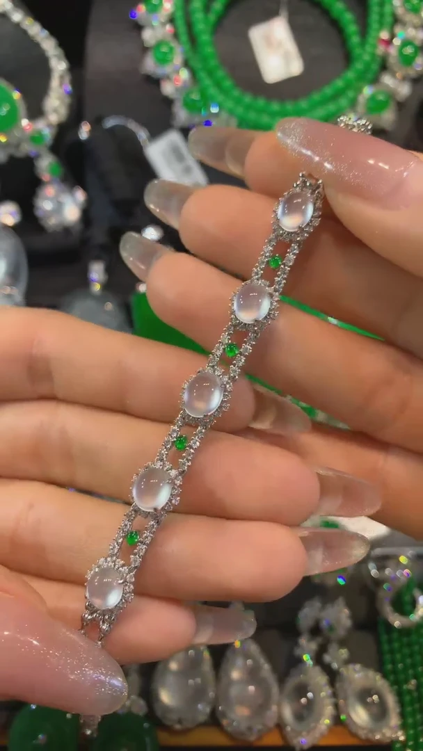 【闪购商品】翡翠手链18K金镶嵌手链