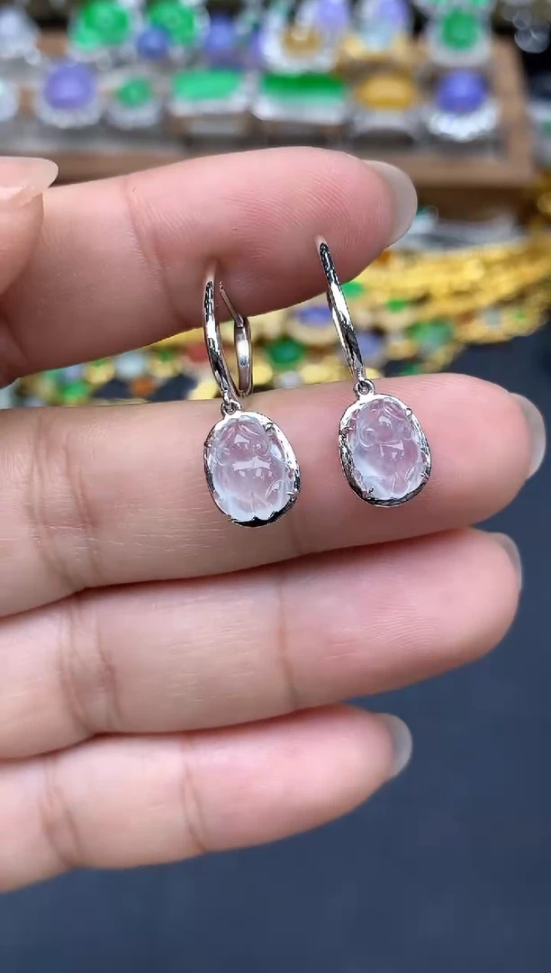 翡翠18K金镶嵌耳饰195-春日珠宝