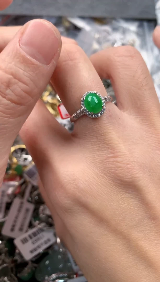 银S925镶嵌戒指翡翠   2                         1