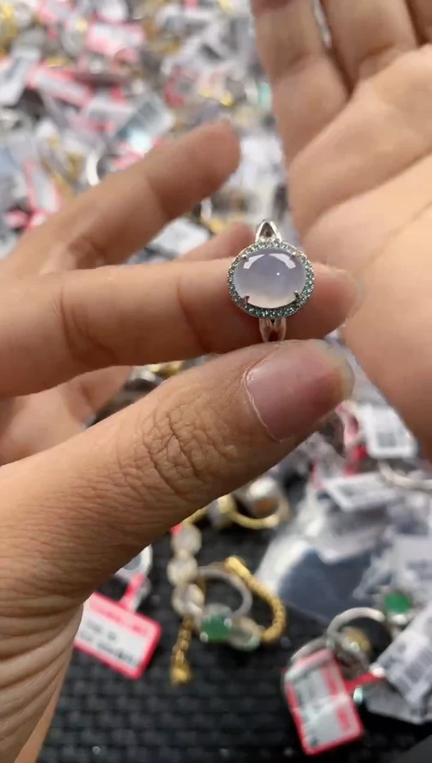银S925镶嵌戒指翡翠14     5