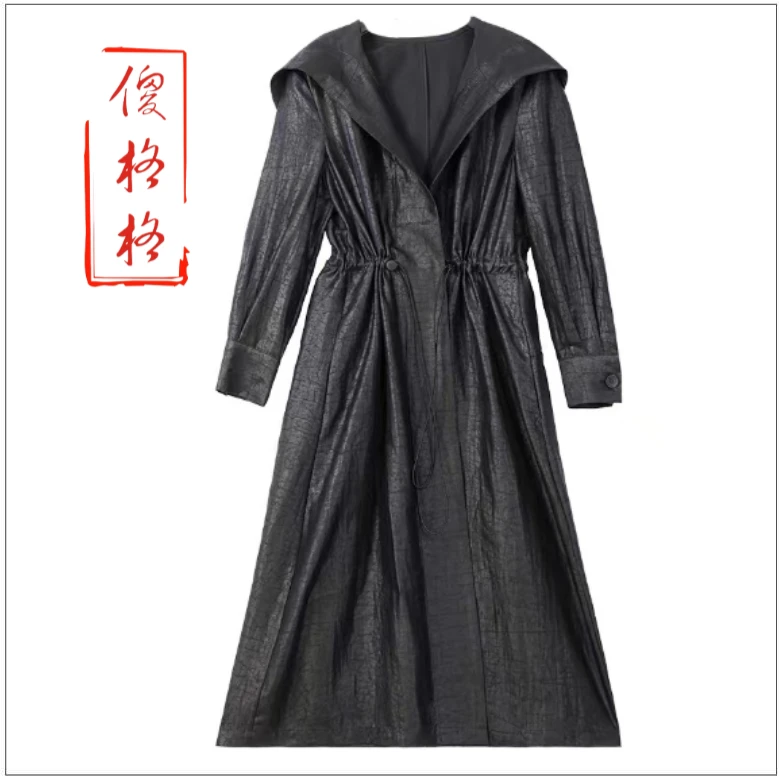 HSY882303香云纱重磅老料龟纹设计款风衣