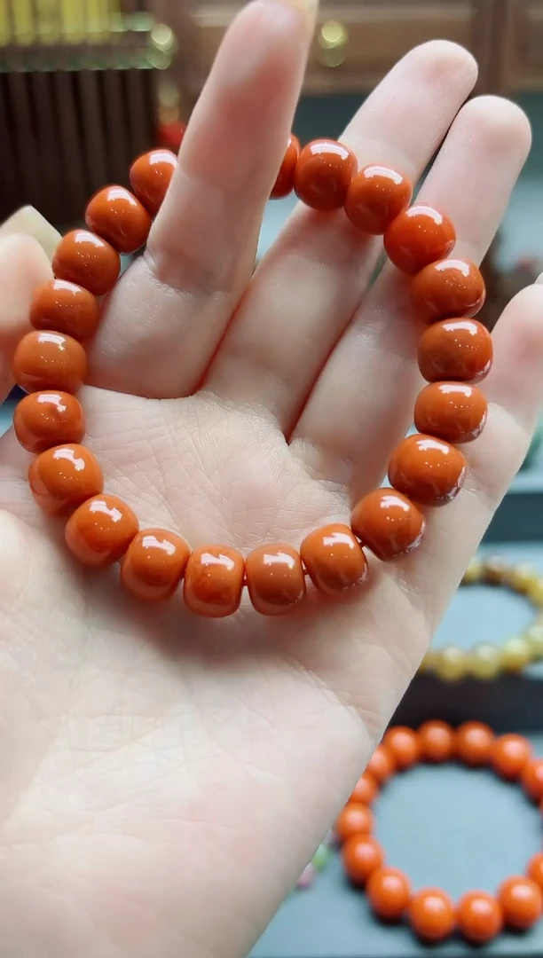 南红玛瑙手串未镶嵌南红老型直切手串TX