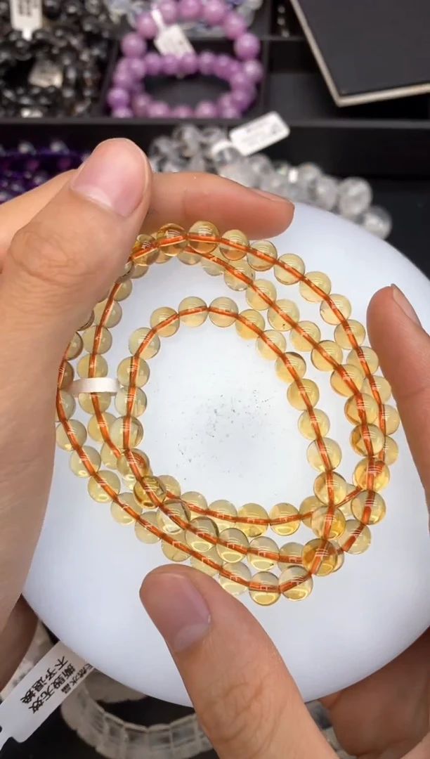 水晶手串未镶嵌36黄水晶多圈