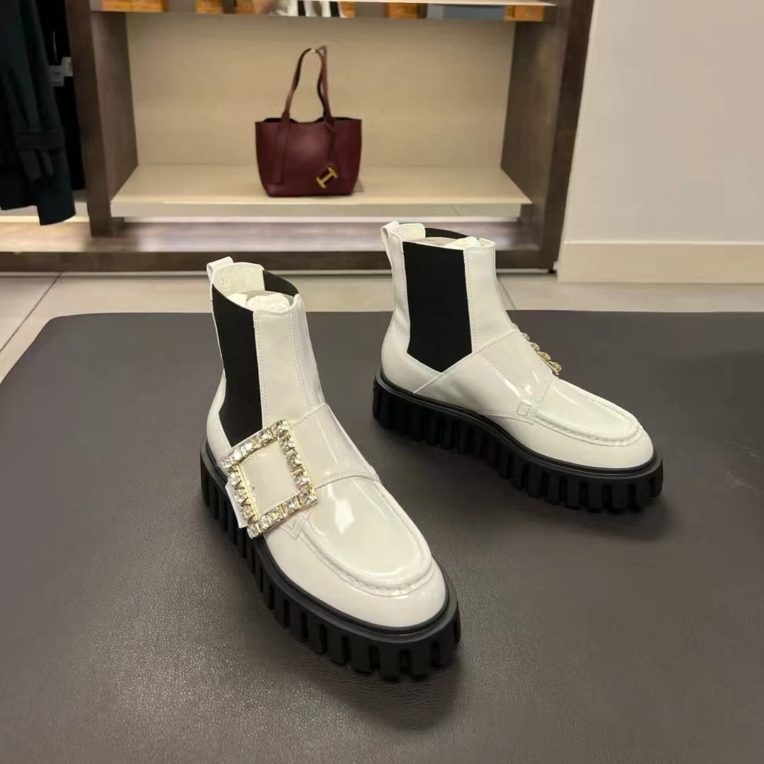 未使用 Roger Vivier/罗杰·维威耶 /六六/白色厚底短靴杨颖同款