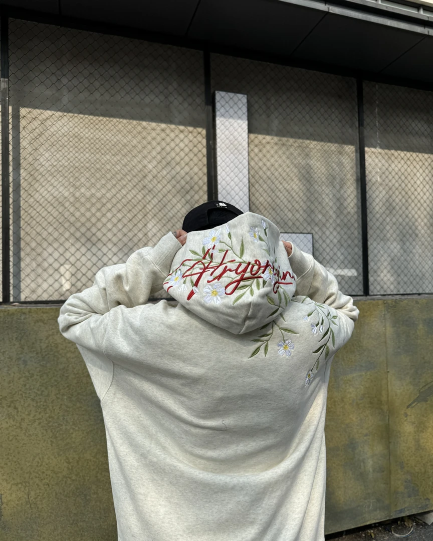 Atry 帽子LOGO系列 花卉刺绣连帽美式休闲重磅卫衣 男女同款