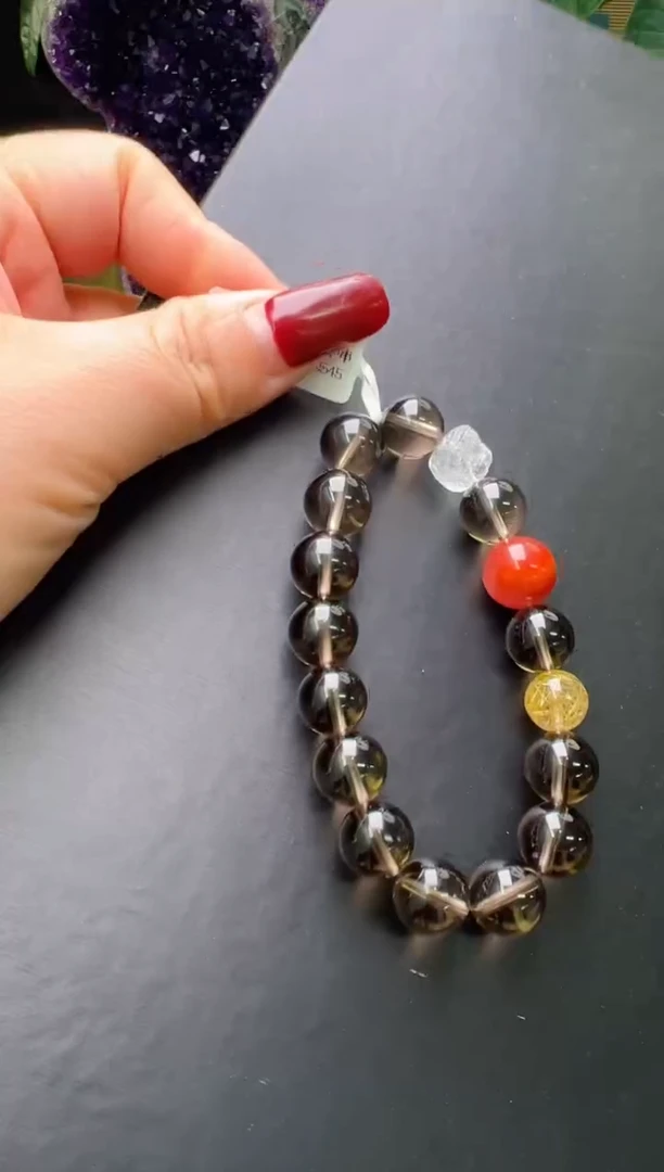 【闪购商品】水晶手串未镶嵌茶水晶事事如意手串 Z24143