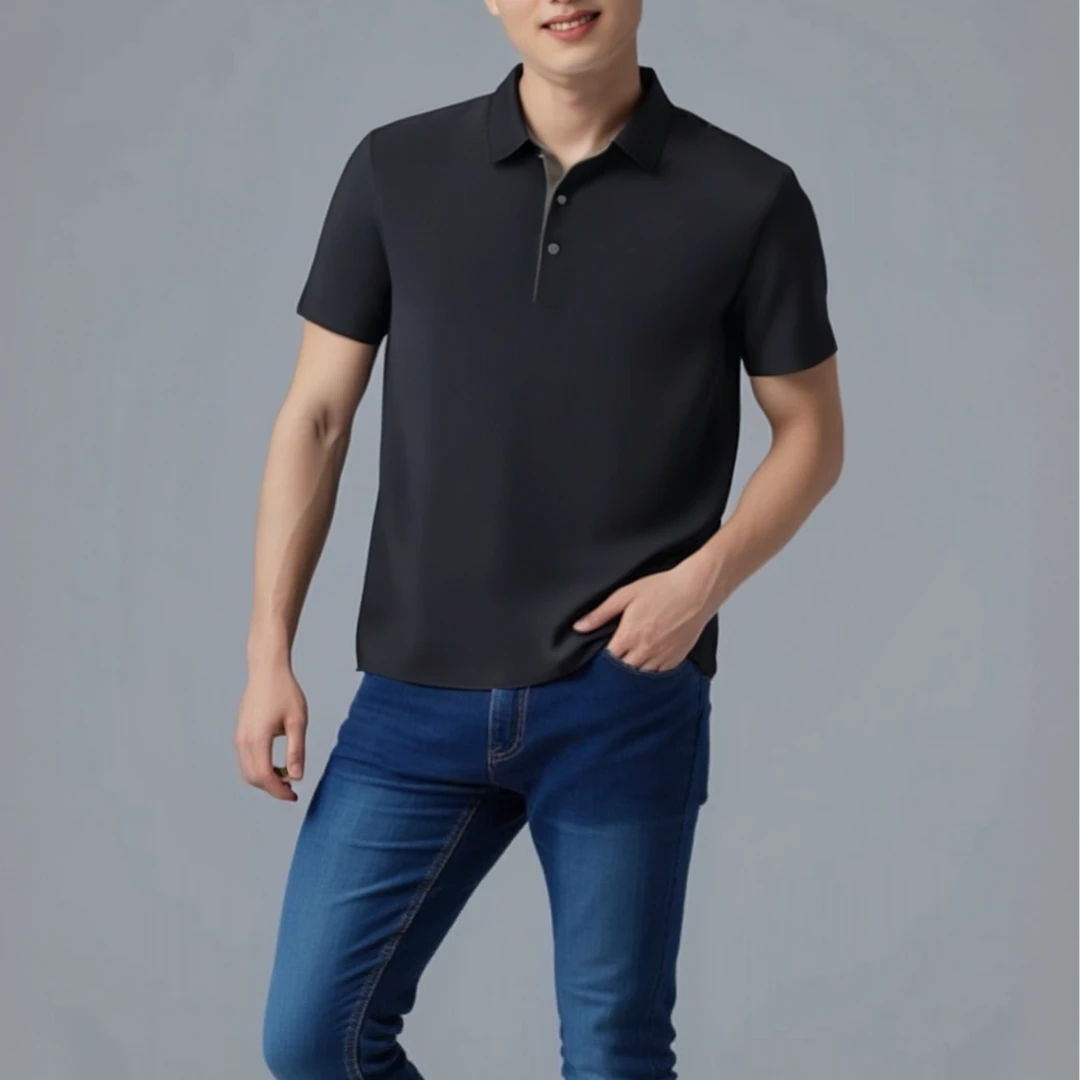 【撞色无痕polo衫】高档短袖t恤男士夏季商务休闲弹力透气上衣