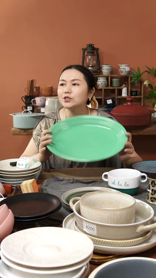 陶瓷770陶瓷鱼盘一件套微瑕