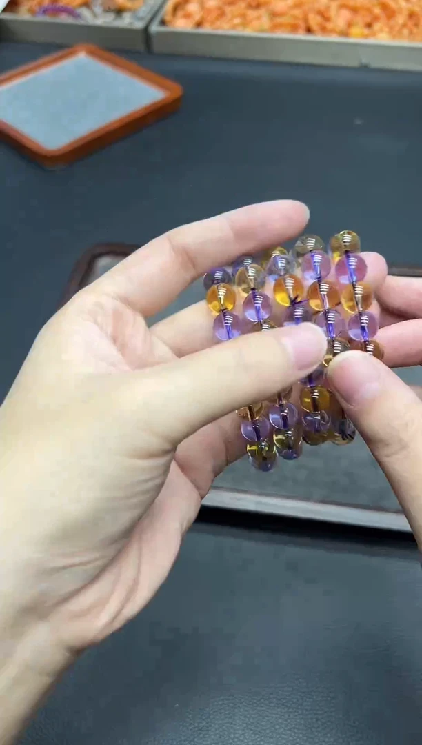 未镶嵌手链水晶玻利维亚紫黄晶10mm