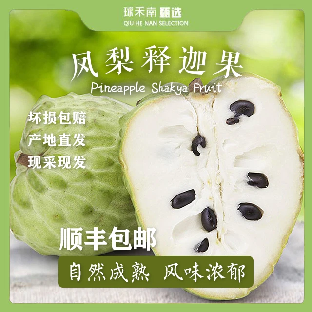 【凤梨释迦果】⾃然成熟现采现发风味甜果⾁软糯顺滑甜⽽不腻