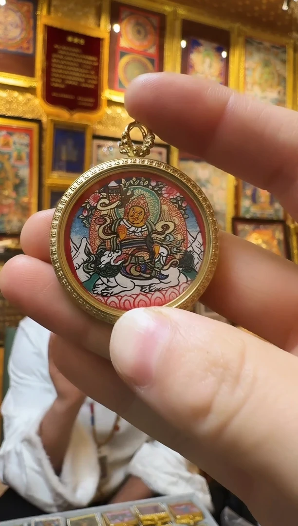 吊坠财宝天王-热贡纯手绘唐卡，7