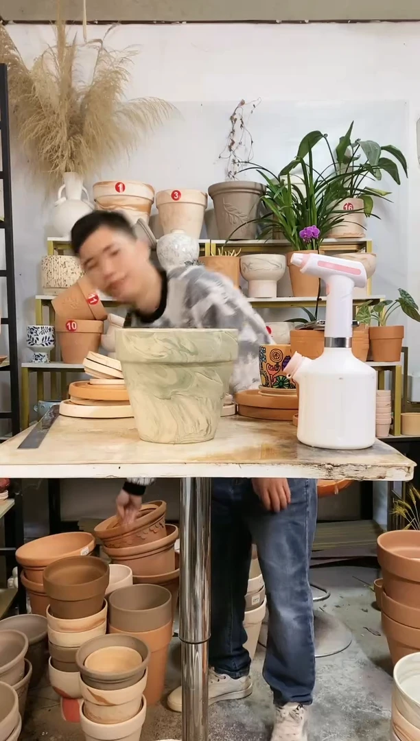 【闪购商品】红陶20*18绿白陶 1盆无托