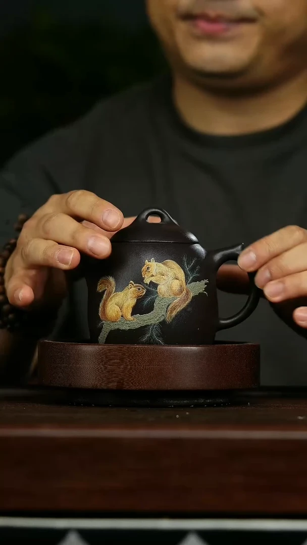 茶壶紫砂d13秦权泥绘