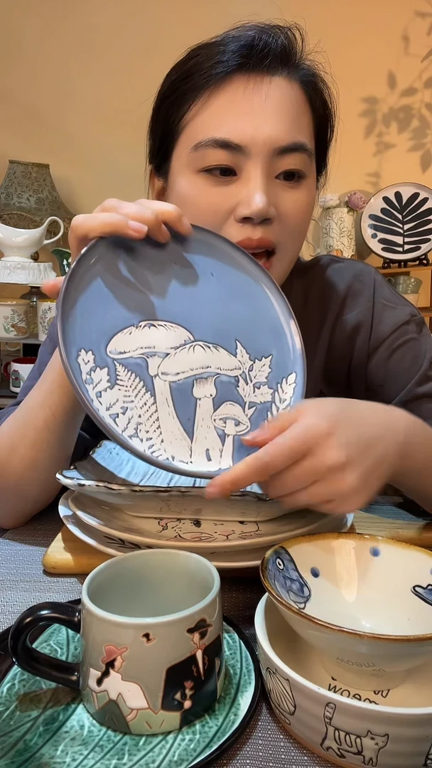 瓷片8英寸复古盘 微瑕款 介意勿拍