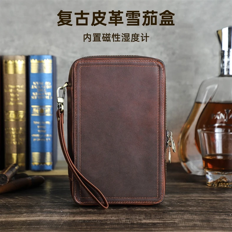 茄龙雪茄套正品雪茄烟具便携式复古保湿牛皮雪茄套高档雪茄盒收纳