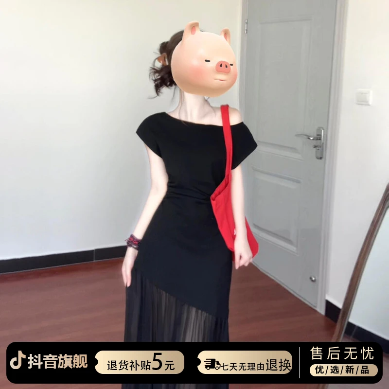 2025初夏穿搭赫本风法式黑色无袖连衣裙子女装高级感收腰气质长裙