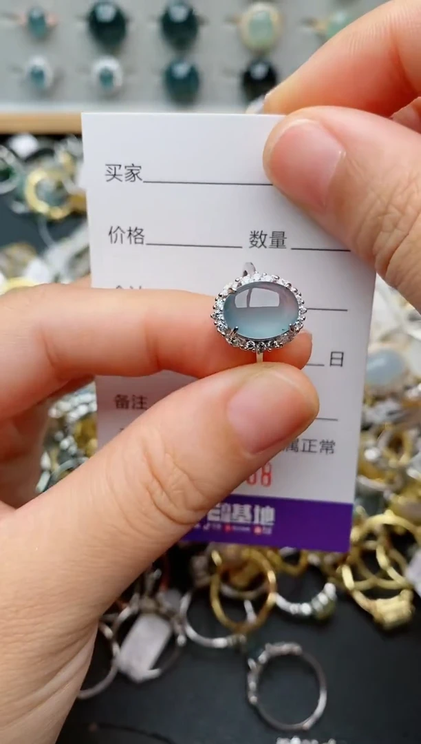 银S925镶嵌戒指翡翠.9958