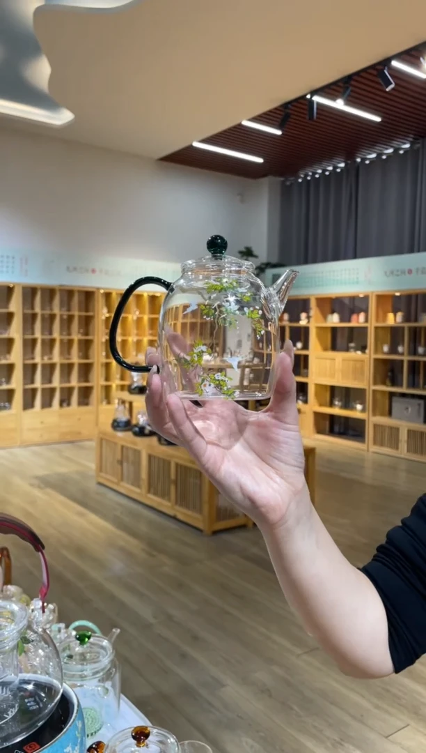 手工艺品玻璃秦权壶绿把梨花白燕