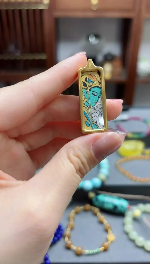 【闪购商品】吊坠绿度母唐卡吊坠TK送皮绳