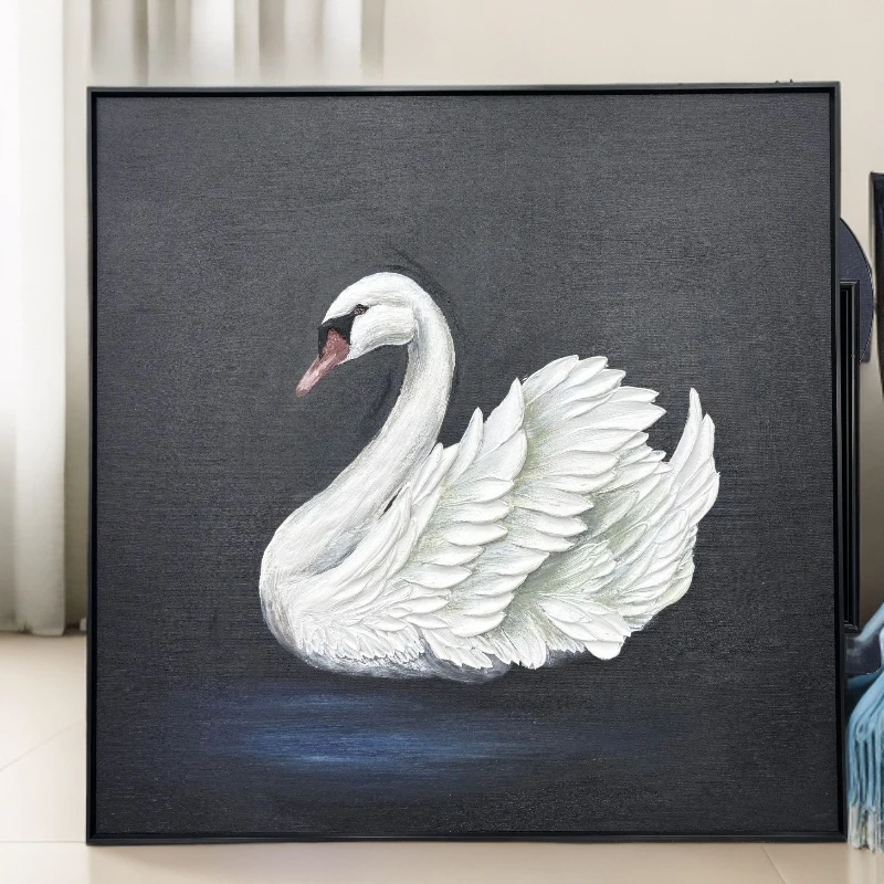 y206简约高级感天鹅装饰画卧室床头客厅沙发背景墙挂画轻奢玄关