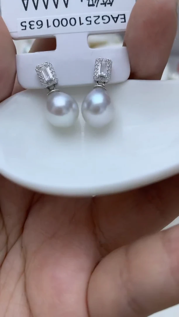 银S925镶嵌耳饰海水珍珠w88