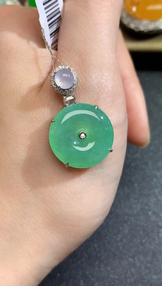 吊坠(不含链)18K金镶嵌翡翠S19