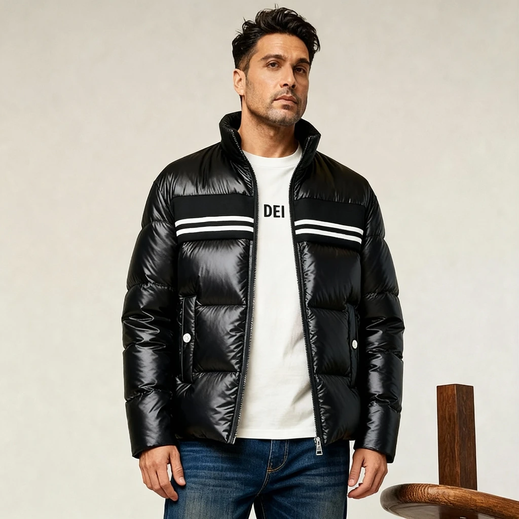 厚款立领羽绒服冬季经典拼接 8063