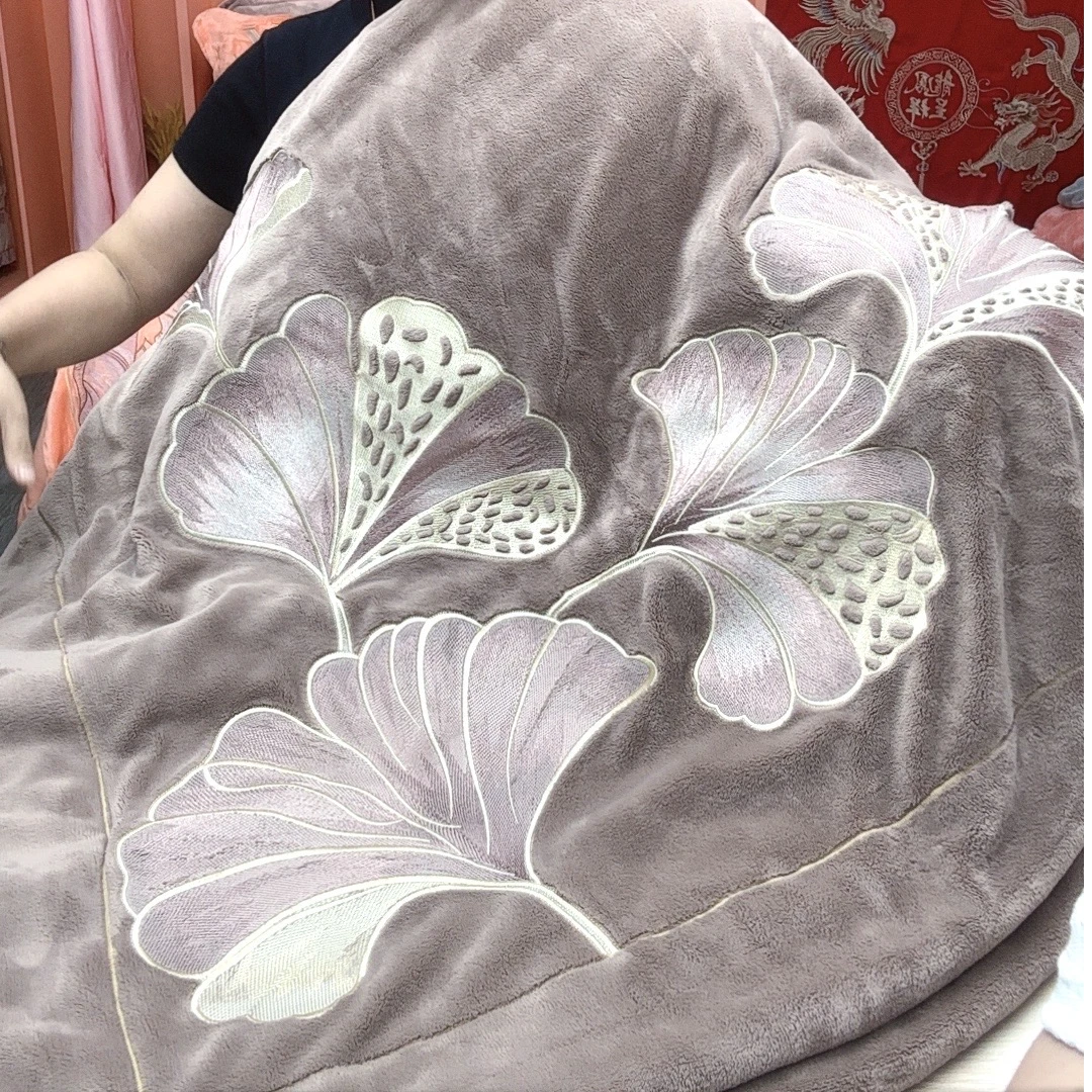 【金枝玉叶】绣花加厚牛奶绒绒四件套刺绣牛奶绒被套大床单枕套