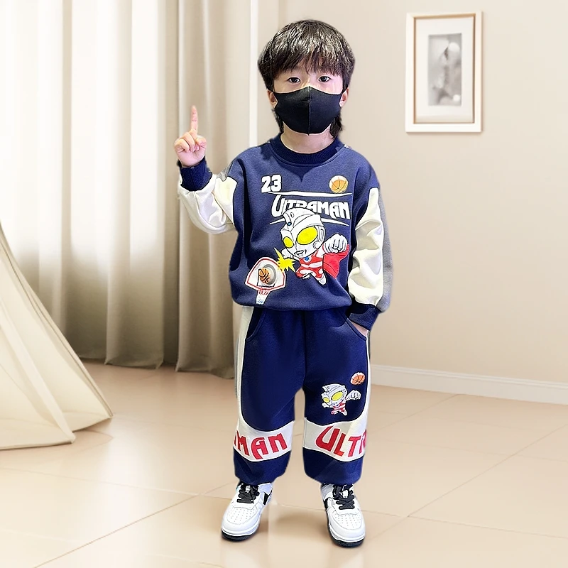 奥特曼2025新款奥特曼男童春季针织套装新款男孩儿童秋款运动卫衣