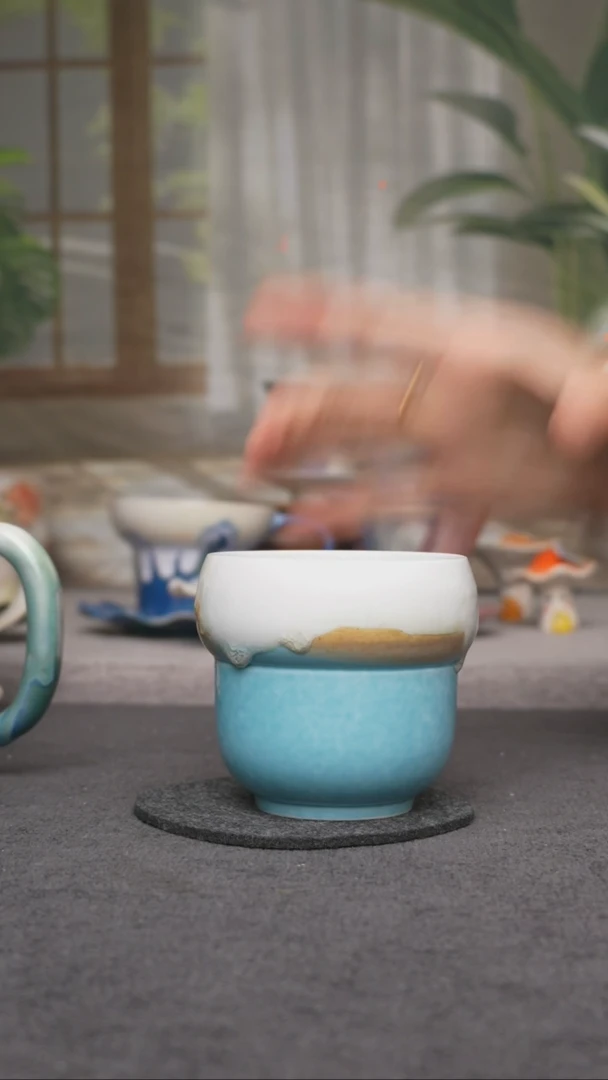 杯子陶902景德镇手工手创杯子 带冰裂纹