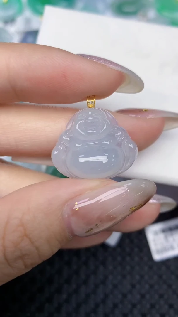 颈饰18K金镶嵌翡翠天然缅甸翡翠a货百元以上9元证书费自理