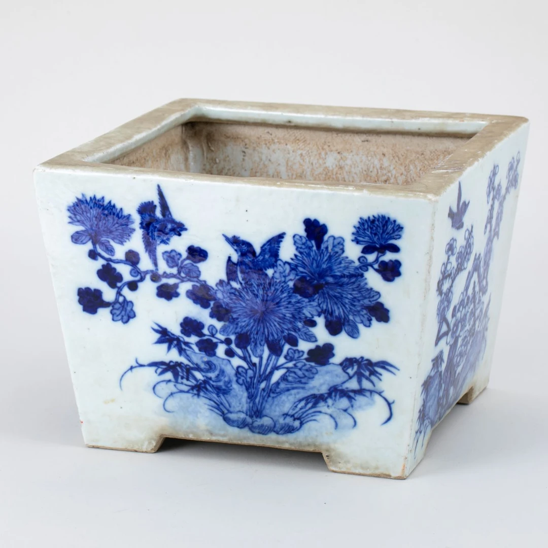 【拍卖】23、青花花鸟图斗方盆