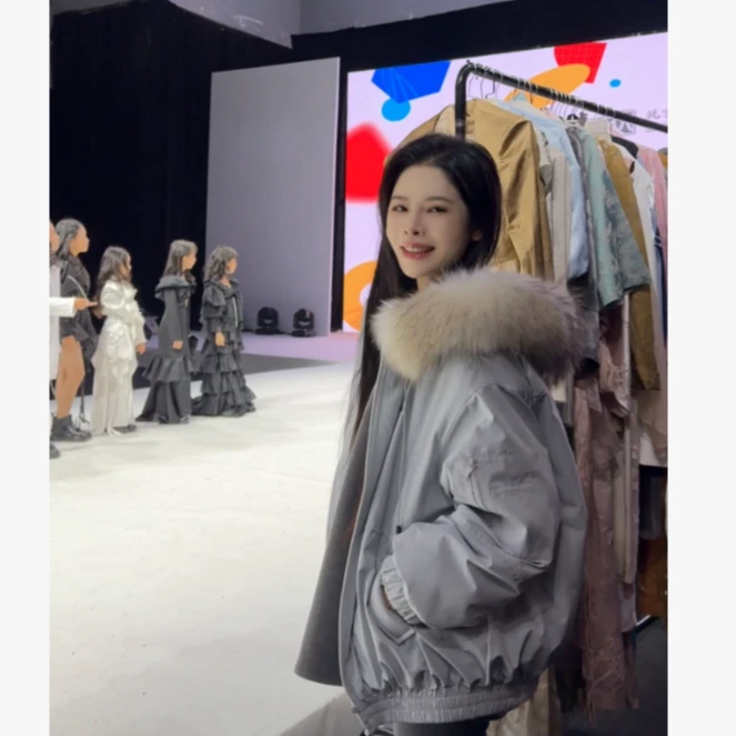 宿慕SUMU 冬季新款保暖大毛领派克羽绒服11-26时尚羽绒服9081