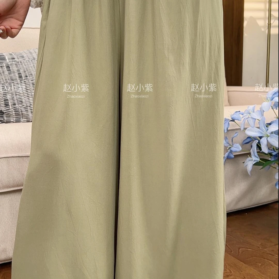 02【绵绸裤裙】薄款透气长裤休闲裤女装时尚夏宽松遮肉人造棉舒适