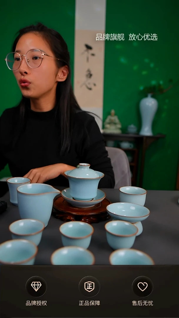 【闪购商品】一级晓月铜口马蹄盖碗套装