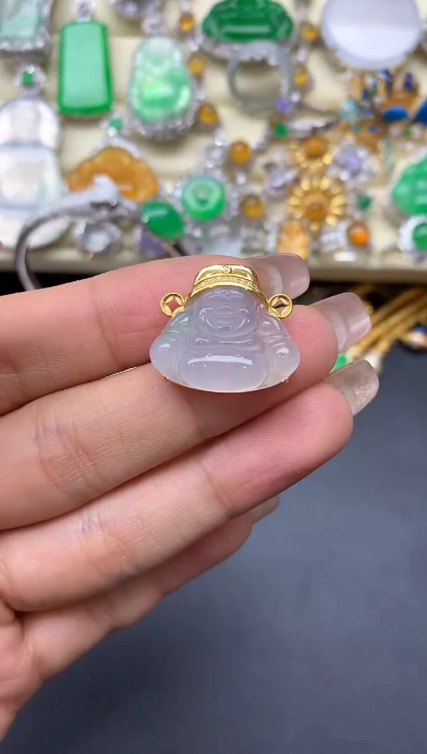 颈饰18K金镶嵌翡翠336-中国好珍宝