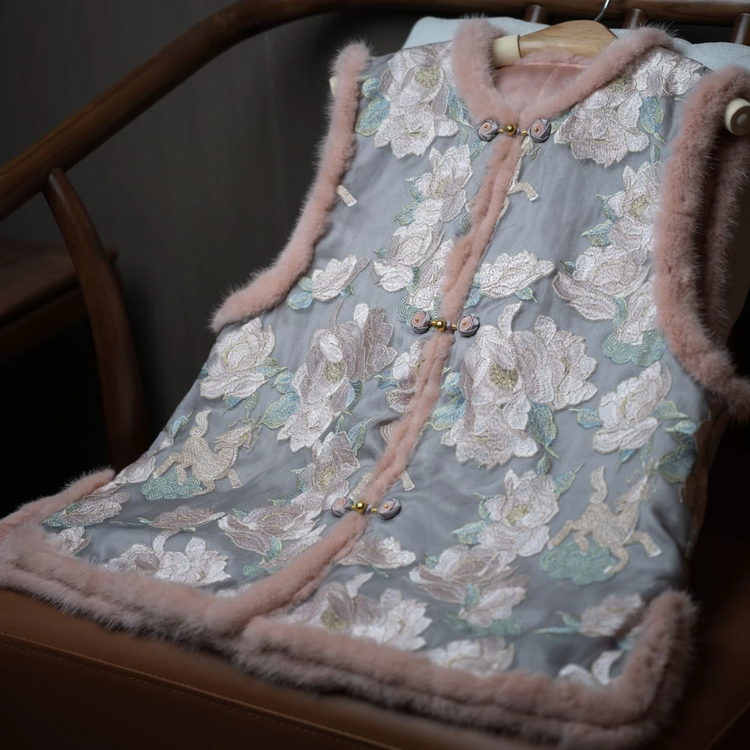 『沁雪』新中式满分桑蚕丝国风棉马甲DISQ7082