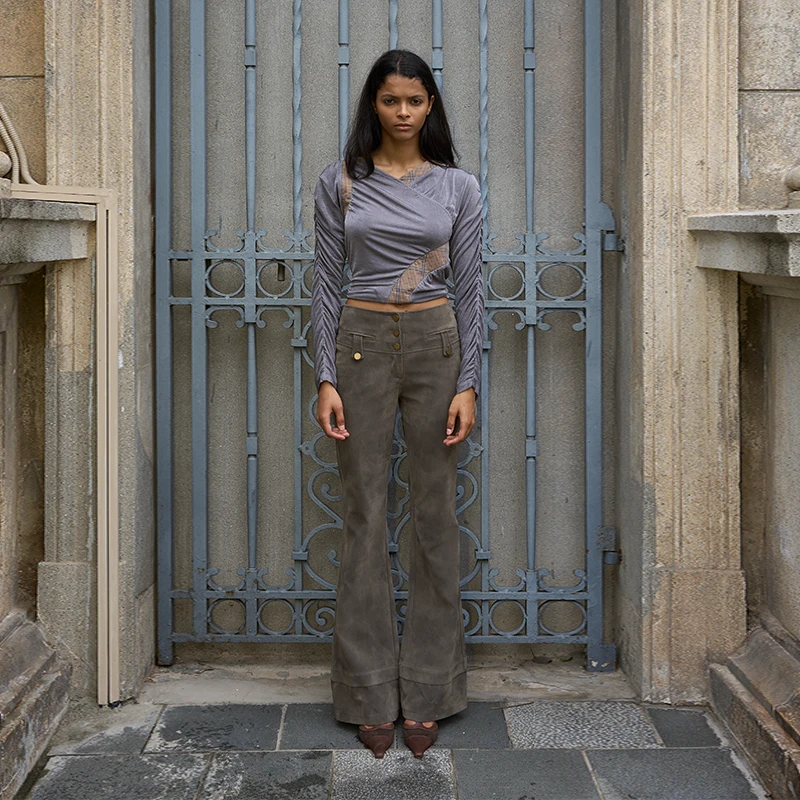 Last order 做旧中腰阔腿裤