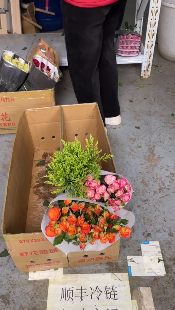 橙色芭比3扎+折射2扎+黄莺1扎