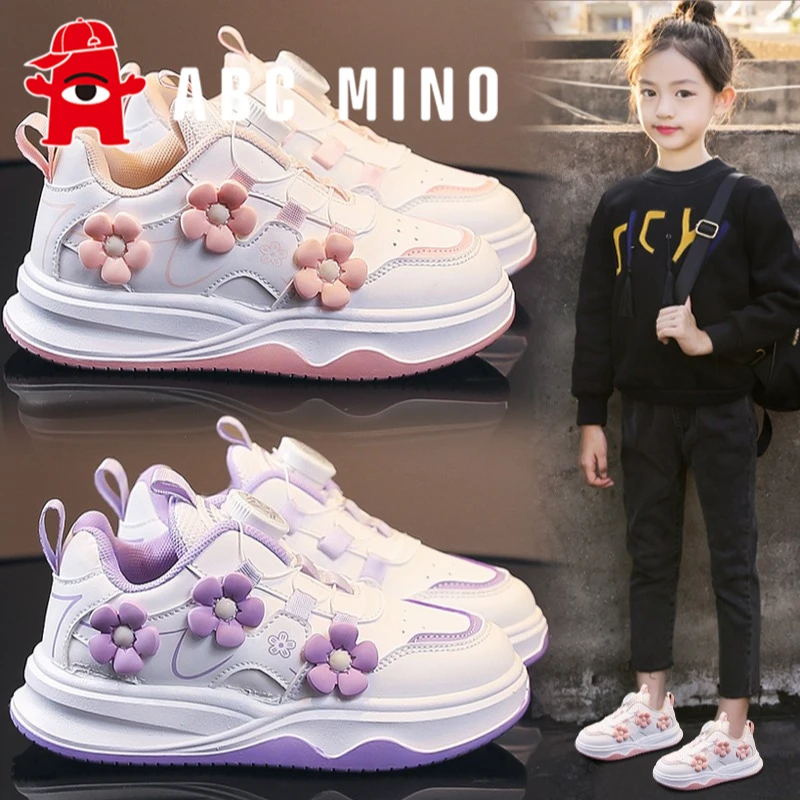 ABC MINO女童鞋子板鞋秋季2025新款儿童运动鞋女孩小白鞋防滑软底