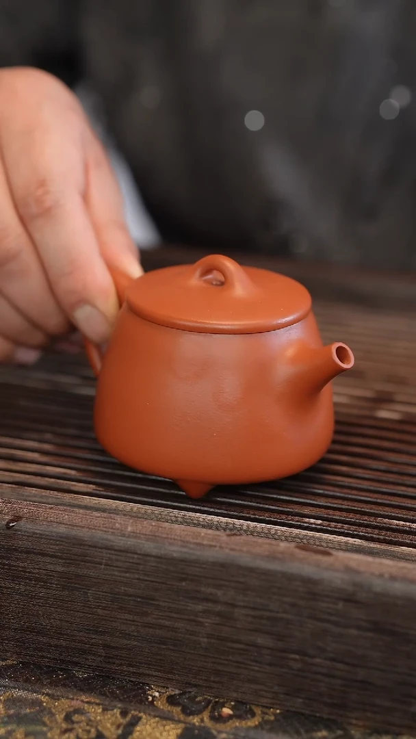 茶壶紫砂高石瓢 朱泥 半手工 170cc