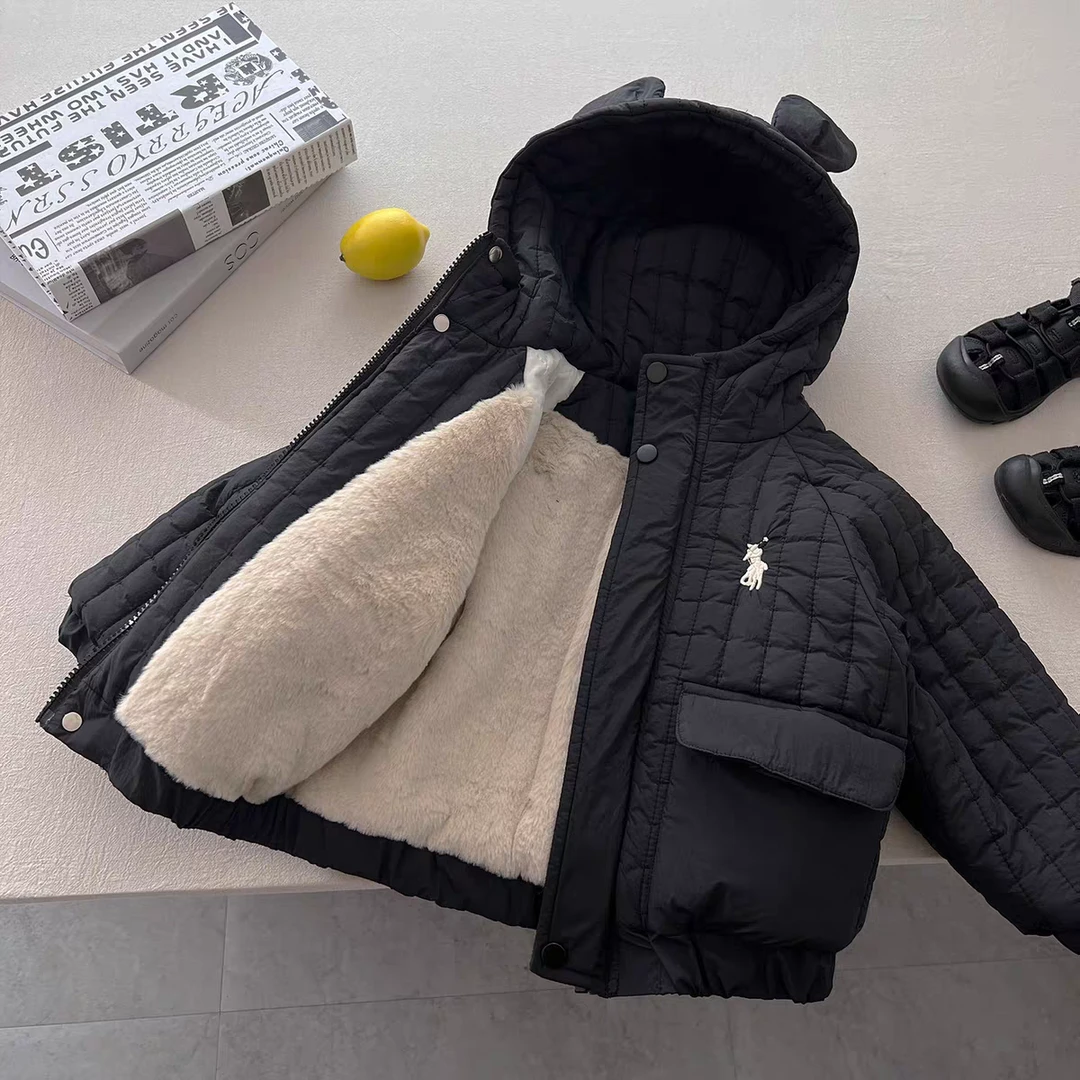儿童加绒外套冬季棉服男童韩版加厚棉衣中小童厚款宝宝洋气上衣