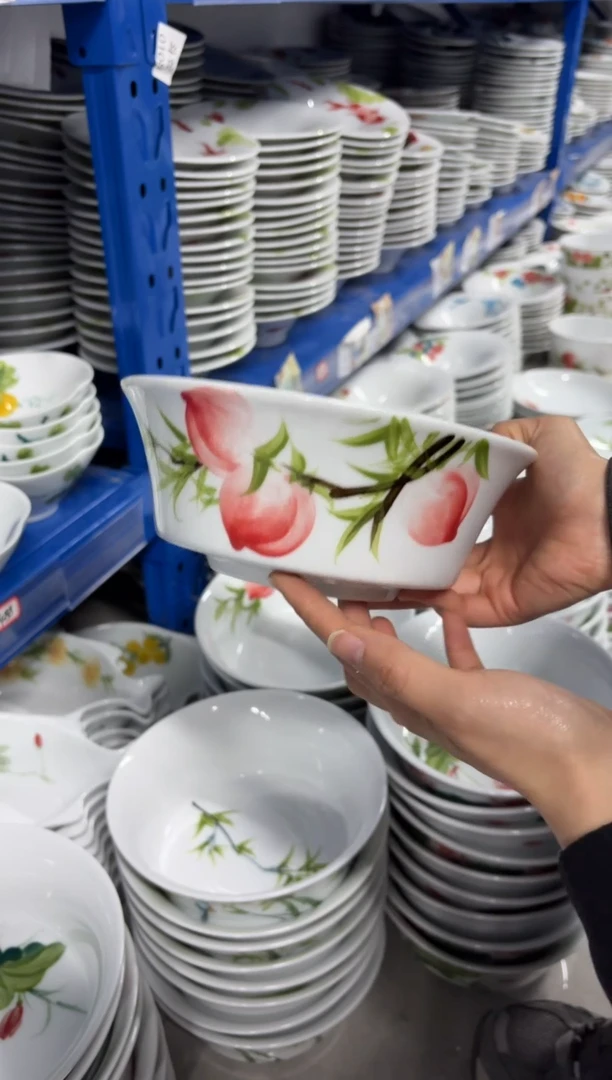 景德镇高温陶瓷食品级手绘釉中彩-马蹄面碗